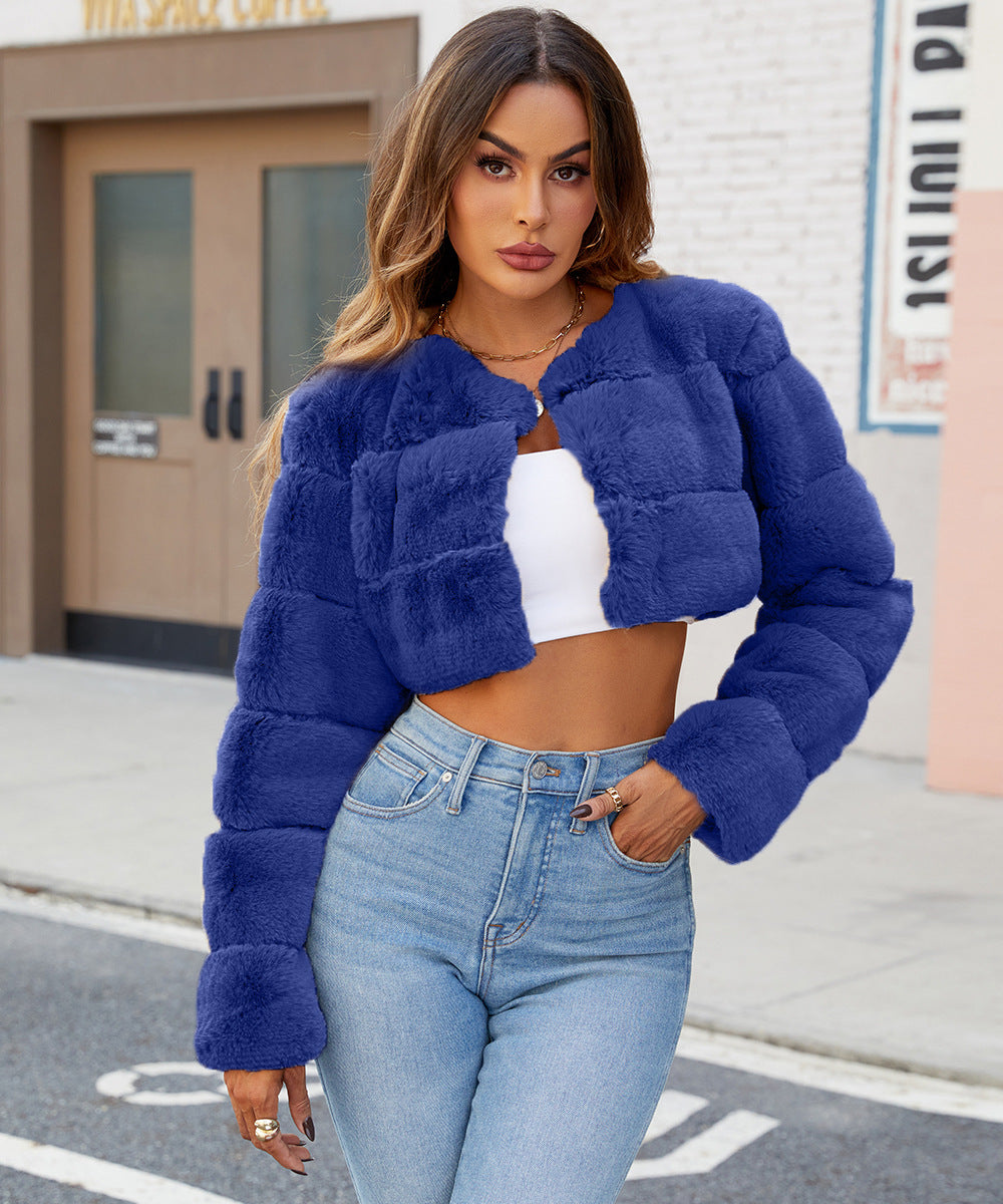 Damen Kuschelige Shortjacke mit gestepptem Design EB