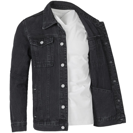 Herren Jeansjacke im modernen Slim-Fit Design mit praktischen Taschen und robusten Nieten EB