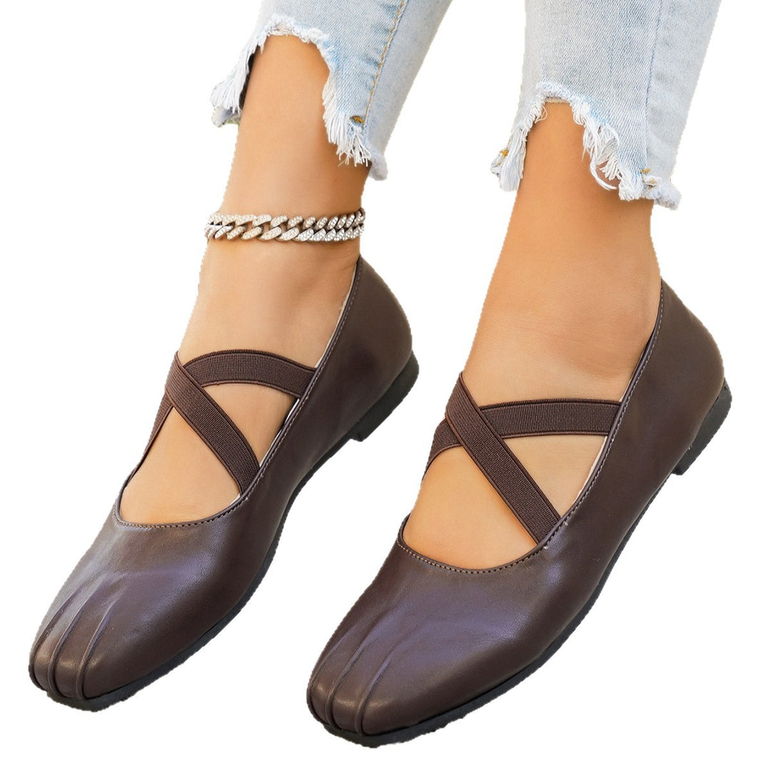 Damen modische Ballerinas mit kreuzförmigen Riemen und eleganter Sohle EB