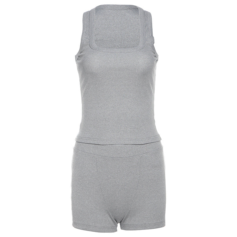 Damen Sportliches Loungewear-Set mit ärmellosem Oberteil und Shorts EB