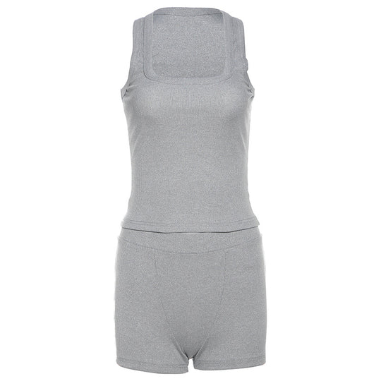 Damen Sportliches Loungewear-Set mit ärmellosem Oberteil und Shorts EB