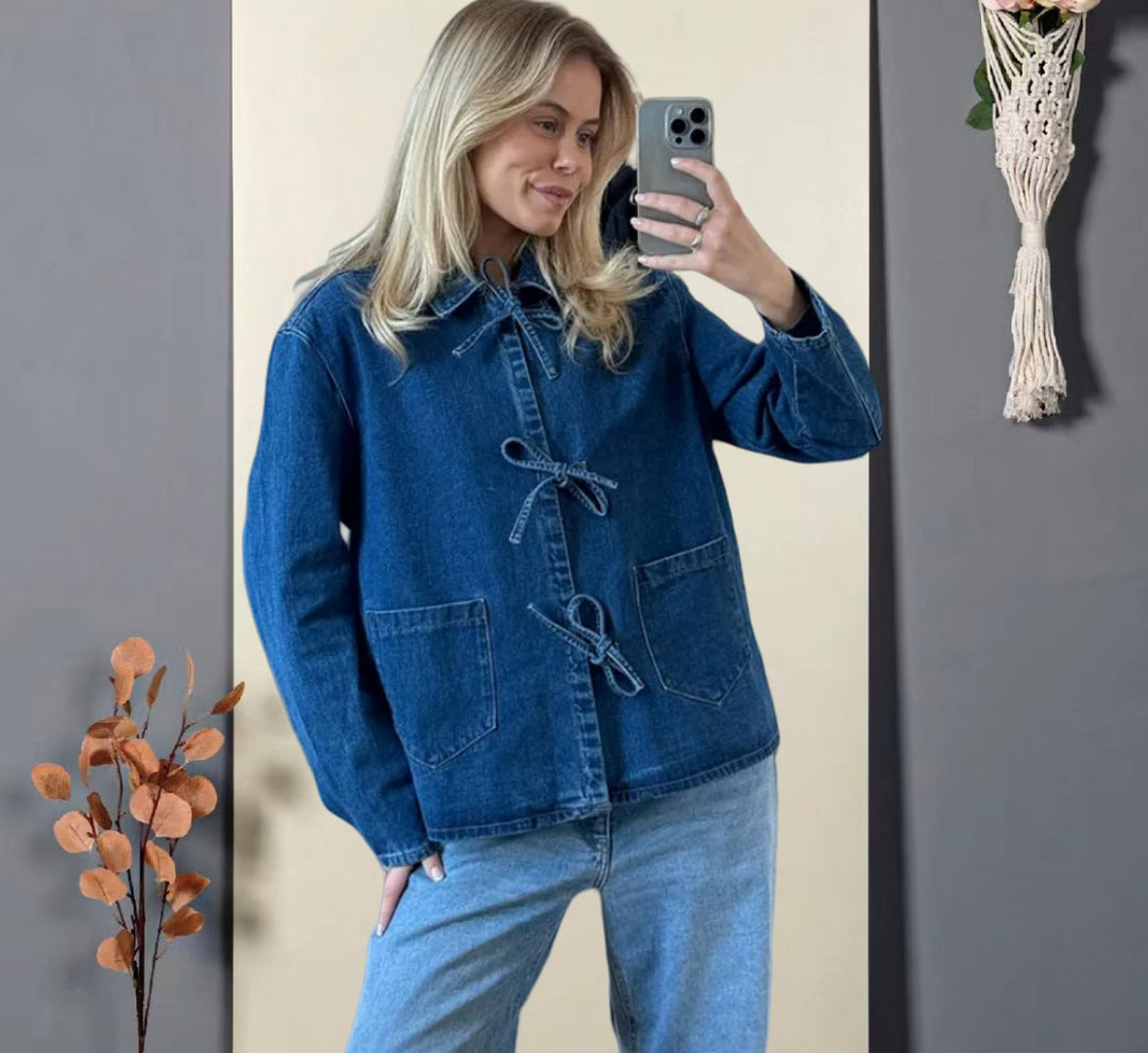 Damen Denim-Jacke mit innovativem Bindedetail EB