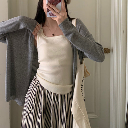 Damen lässiger Strickcardigan mit weitem Schnitt und feinen Details EB