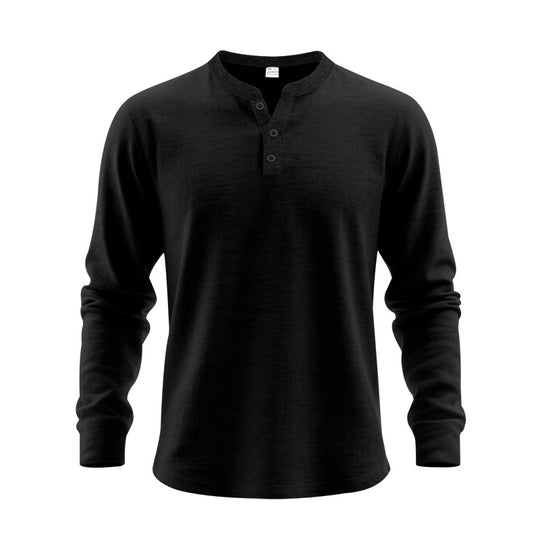 Herren Langarm-Henley-Shirt aus weichem Baumwollmix EB