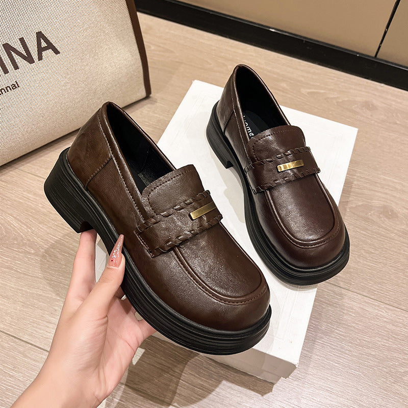 Damen modische Loafers mit stabiler Plateausohle und eleganter Schnalle EB