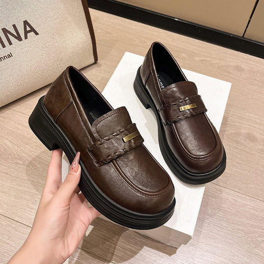 Damen modische Loafers mit stabiler Plateausohle und eleganter Schnalle EB