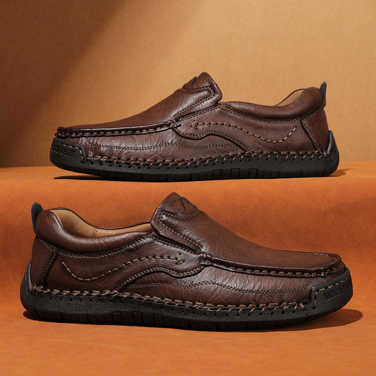 Herren Bequeme Leder Slipper mit atmungsaktiver Sohle EB