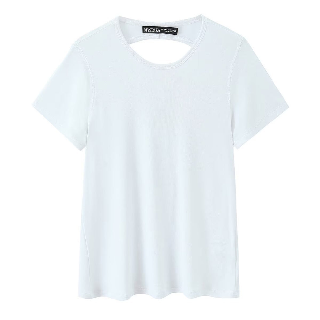 Damen Sportliches T-Shirt mit modischem Rückenausschnitt EB