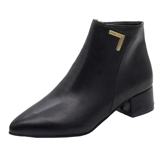 Damen elegante Ankle-Boots mit schmalem Absatz und metallischem Detail EB