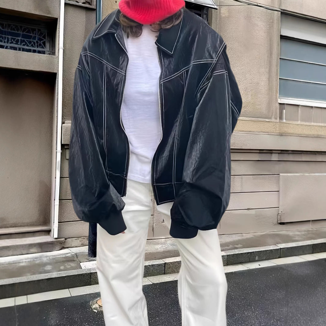 Damen lässige Oversized-Bomberjacke EB