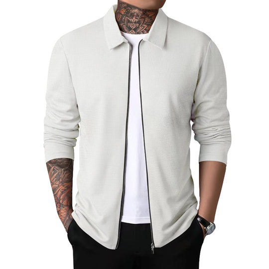 Herren nan strukturierte Hemdjacke mit Waffelstruktur, durchgehendem Reißverschluss und schmaler Passform EB