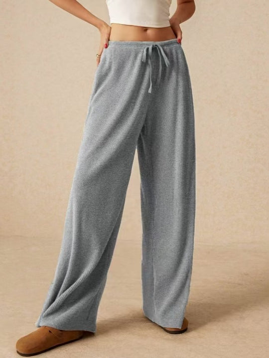 Damen weite Baumwoll-Haremshose mit hoher Taille und praktischem Kordelzug EB