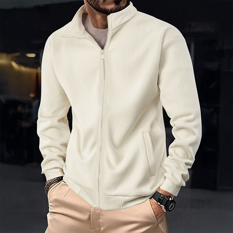Herren Stylische Jacke mit Reißverschluss und hohem Kragen EB