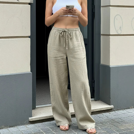 Damen Weite Leinenhose EB