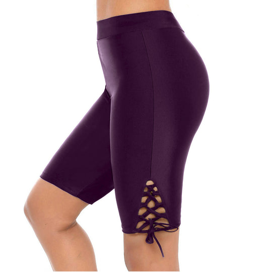 Damen Sportliche Radlerhose mit dekorativen Schnürdetails EB