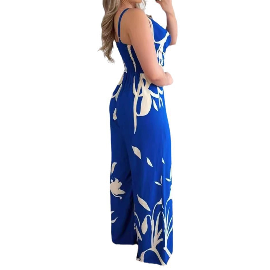Damen eleganter Jumpsuit mit Casino-Ärmeln und Drapierung EB