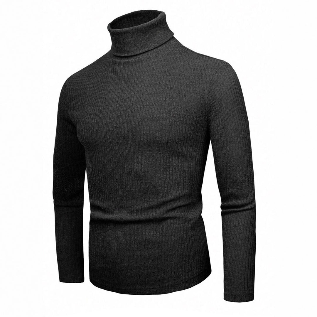 Damen eleganter Strickpullover mit hohem Kragen und feiner Rippenstruktur EB