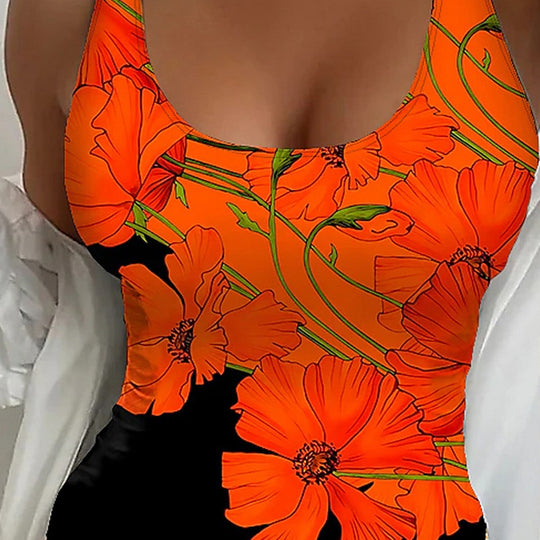 Damen Einteiler Badeanzug mit floralem Design EB