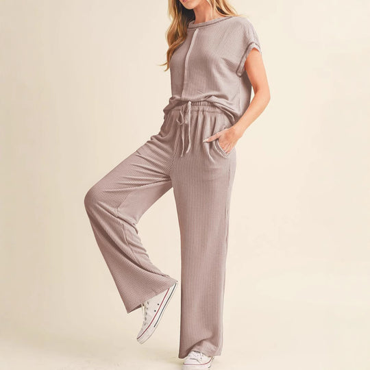 Damen gemütliches Lounge-Set mit hoher Taille EB