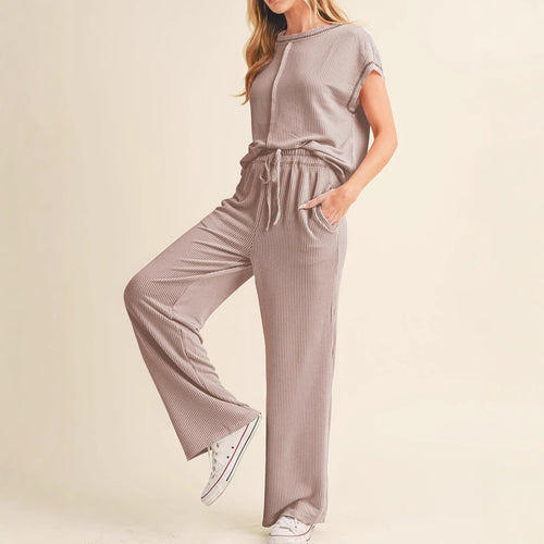 Damen gemütliches Lounge-Set mit hoher Taille EB