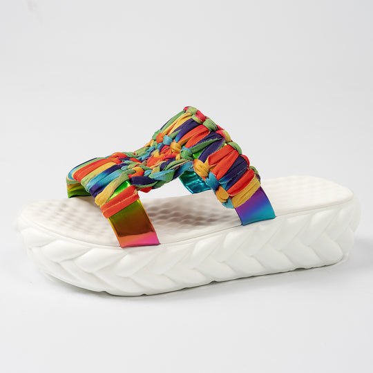Damen komfortable Zehentrenner-Sandalen mit geflochtenem Obermaterial EB
