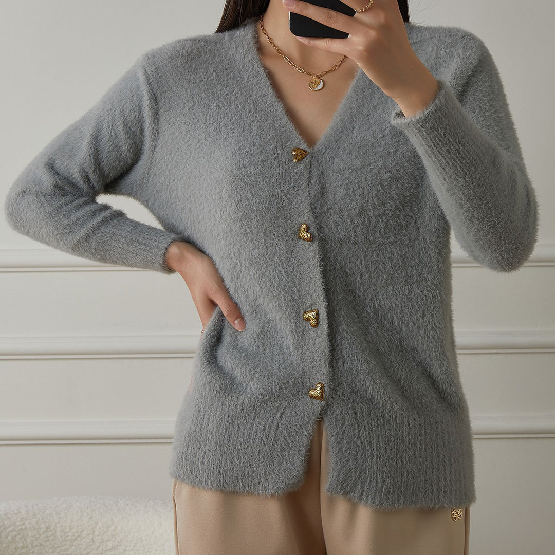 Damen kuschelige Strickjacke EB