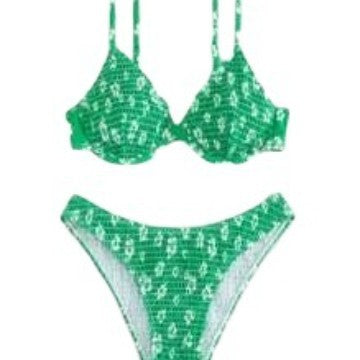 Damen Hochtaillierter Bikini mit gepolstertem Oberteil und verstellbaren Trägern EB