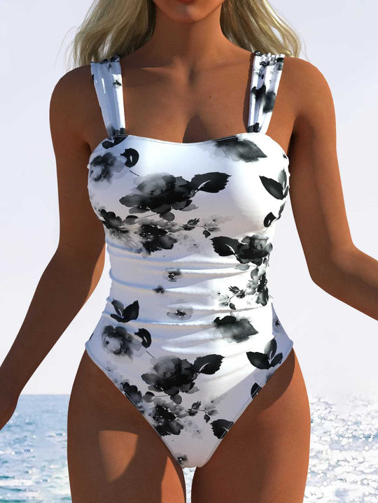 Damen Einteiliger Badeanzug mit innovativem Animal-Print und hohem Beinausschnitt EB