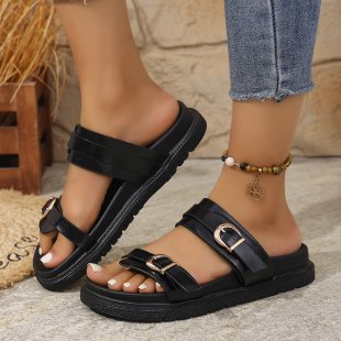 Damen modische Riemensandalen mit verstellbarem Schnallen-Design EB