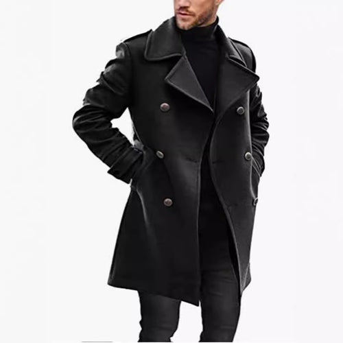 Herren eleganter, doppelreihiger Wollmantel EB