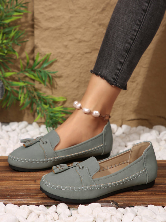 Damen  klassische Mokassin-Slipper mit Quasten und weichem Komfortfußbett EB