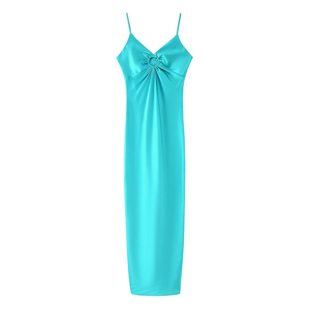 Damen Maxikleid mit einem eleganten Oberteil und zarten Rüschen EB