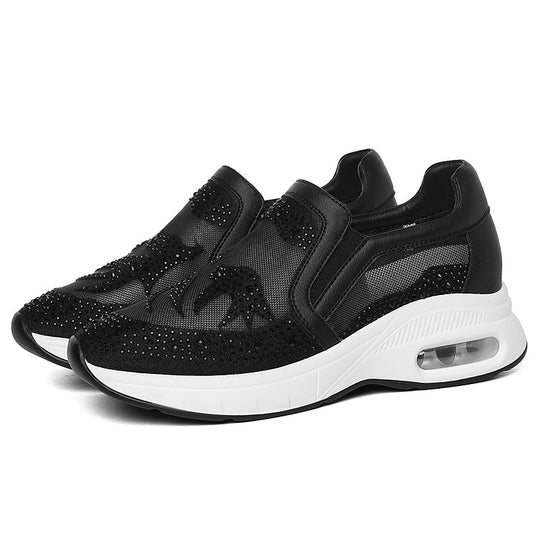 Damen Modische Mesh-Sneakers mit Glitzerakzenten EB