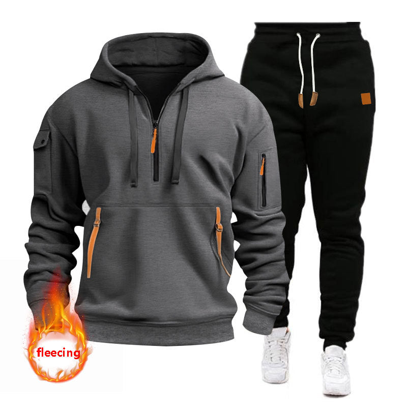 Herren Sportliches Hoodie-Set mit funktionalen Taschen und atmungsaktiven Eigenschaften EB