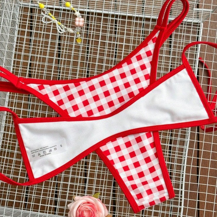 Damen Kariertes Bikini-Top EB