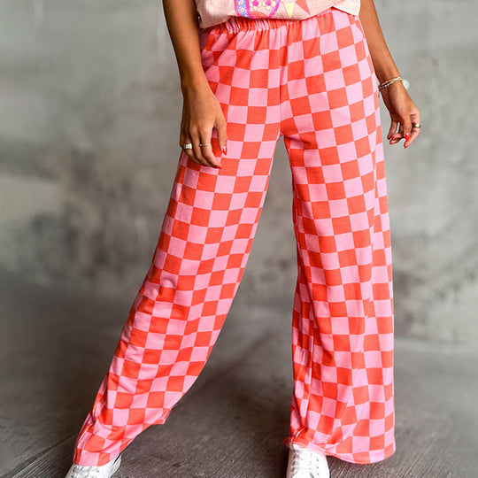 Damen Karierte Palazzohose EB