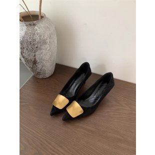 Damen elegante Pumps mit goldener Schnalle EB