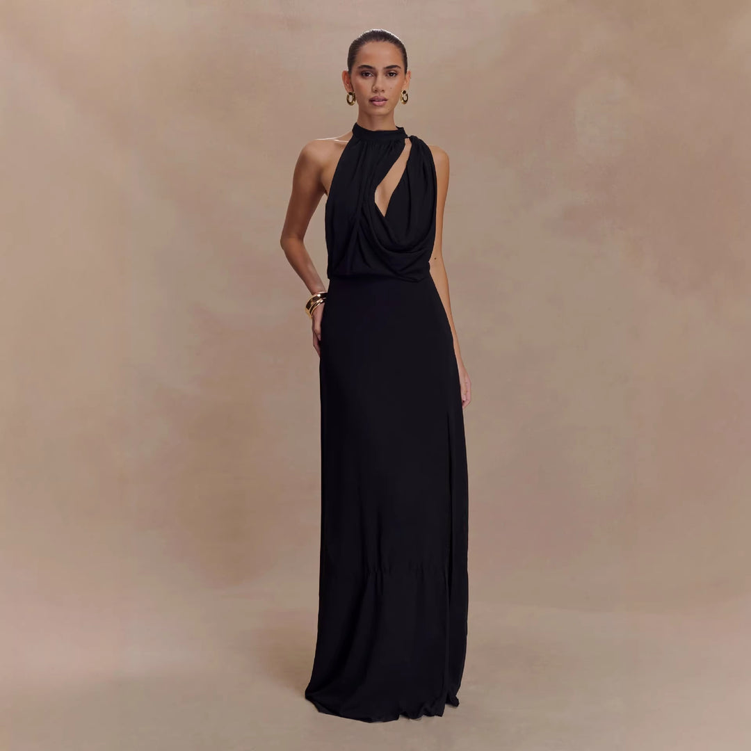 Damen Elegantes Maxi-Kleid mit drapiertem Oberteil EB