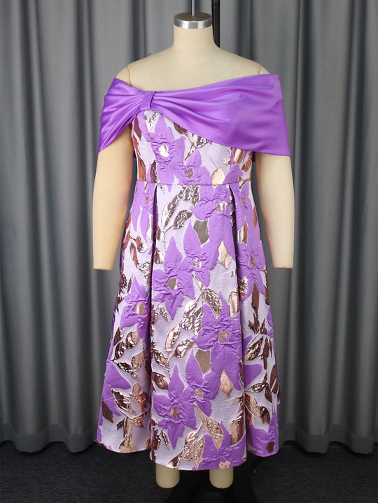 Damen Elegantes Abendkleid mit schulterfreier Applikation und floralen Motiven EB