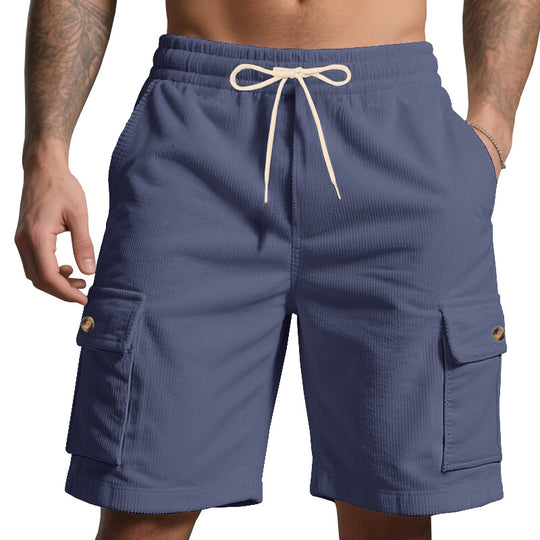 Herren nan Cord-Cargo-Shorts mit elastischem Tunnelzugbund, aufgesetzten Cargotaschen und weichem Baumwollmix EB