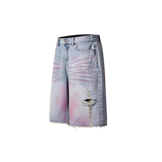 Damen Trendige Denim-Shorts mit einzigartigen Graffiti- und Destroyed-Details EB