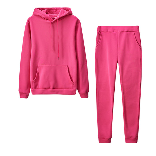 Damen nan Cozy-Loungewear-Set mit oversized Hoodie, Kängurutasche und schmaler Highwaist-Jogginghose EB