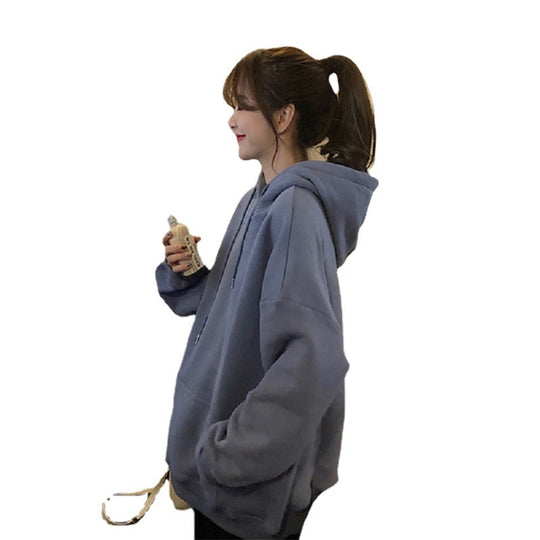 Damen kuscheliger Oversized-Hoodie mit hohem Kragen und praktischen Kängurutaschen EB
