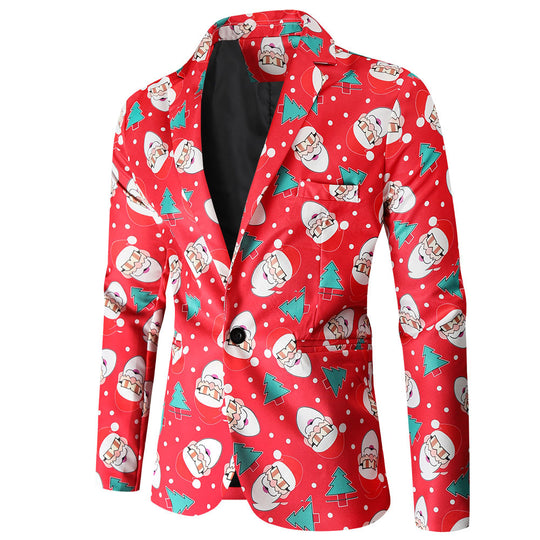 Herren festlicher Blazer mit fröhlichem Weihnachtsdesign EB
