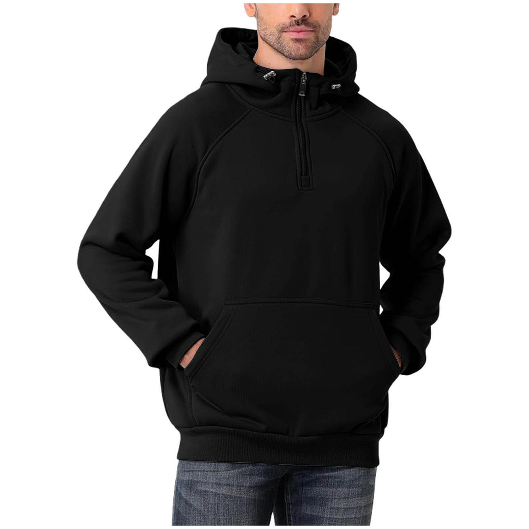Herren nan Halbzip-Hoodie mit verstellbarer Kapuze, Kängurutasche und Raglanärmeln EB