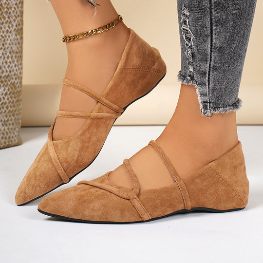 Damen elegante Ballerinas mit gewickeltem Riemendesign und weichem Obermaterial EB