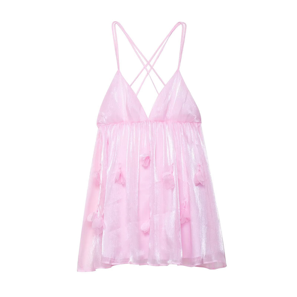 Damen Abendkleid mit Cross-Back-Detail und floralen Applikationen EB