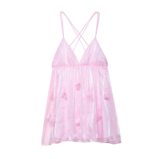 Damen Abendkleid mit Cross-Back-Detail und floralen Applikationen EB