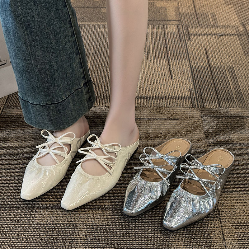 Damen elegante Slipper mit dekorativer Schnürung EB