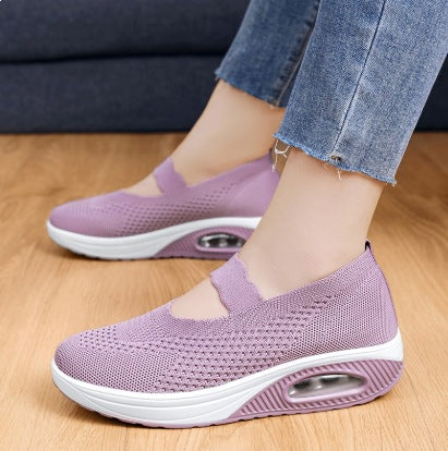 Damen atmungsaktive Slip-On Sneakers mit elastischem Riemen EB